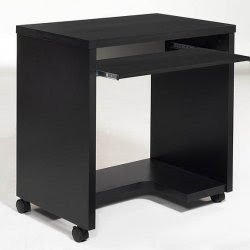 Small computer cart on wheels desk w black finish 1