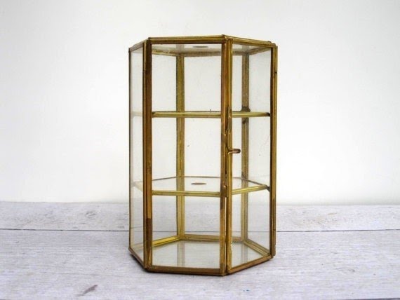 Display case glass and brass box or