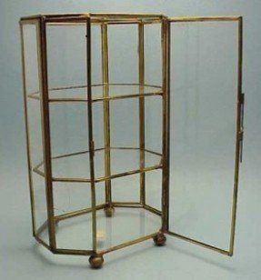 Mini Miniature Brass Glass Display Case 8 5 Curio Cabinet Vtg Norleans Label