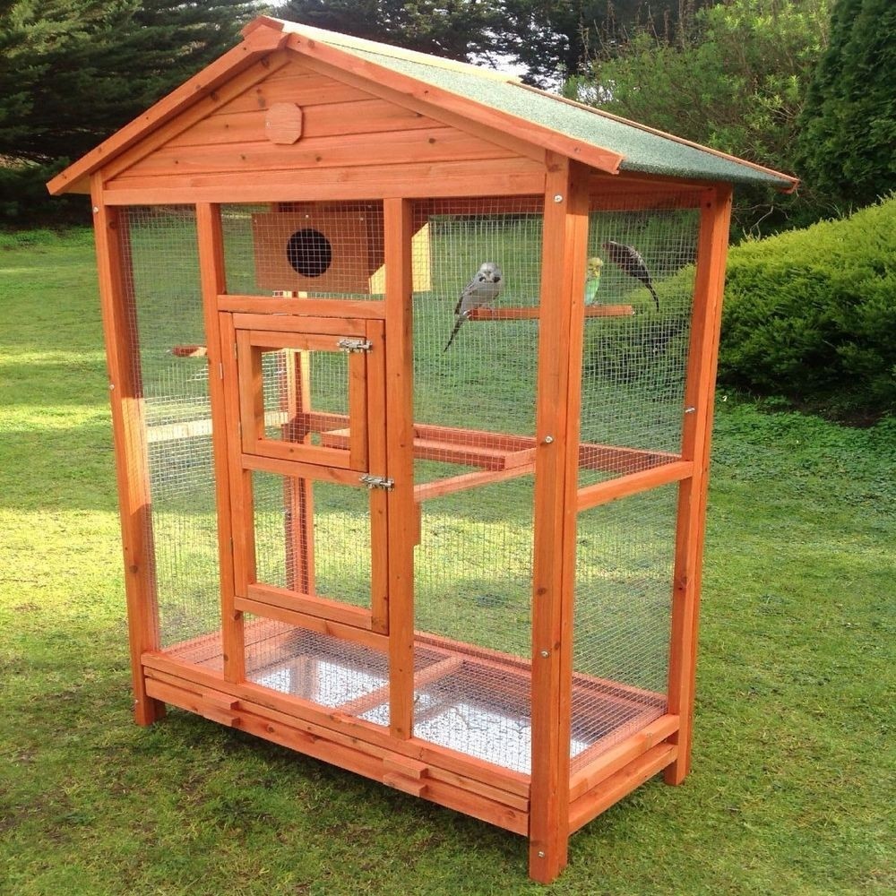 New Extra Large Fir Wood Wire Mesh Parrot Aviary Budgie Canary Bird Cage