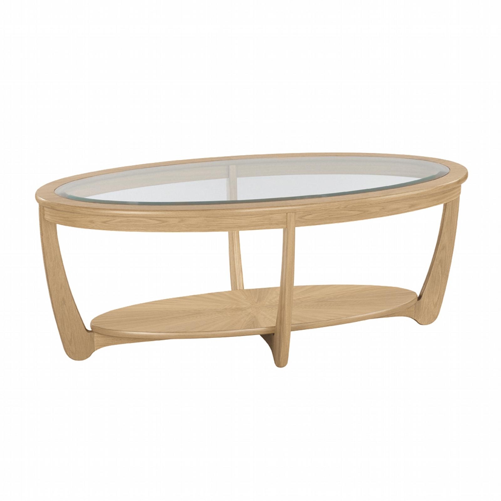 Oak coffee table with glass top