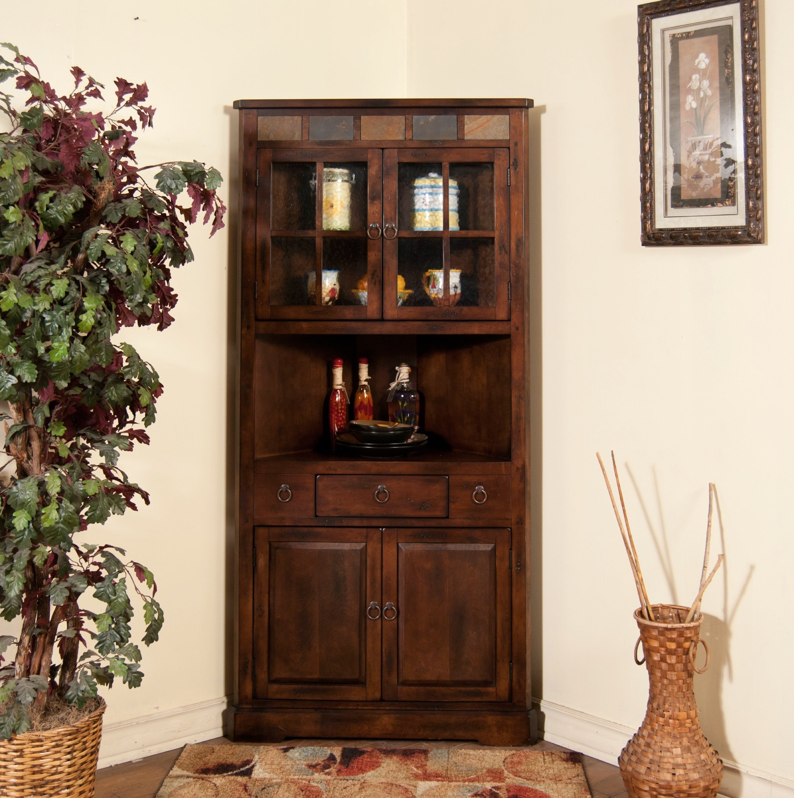 2451dc santa fe corner china cabinet 36x14x76h