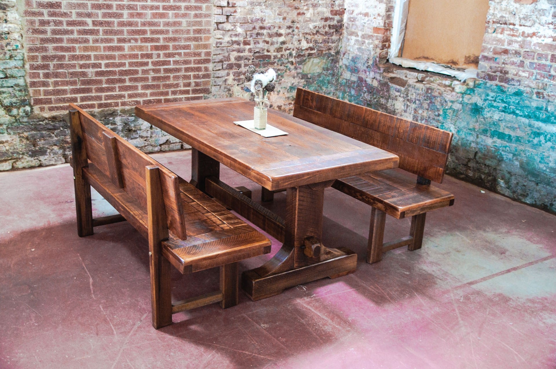 Dining table bench seat with back