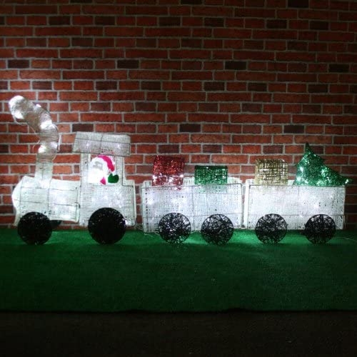 Large pre lit 3d christmas train decoration 104 white led