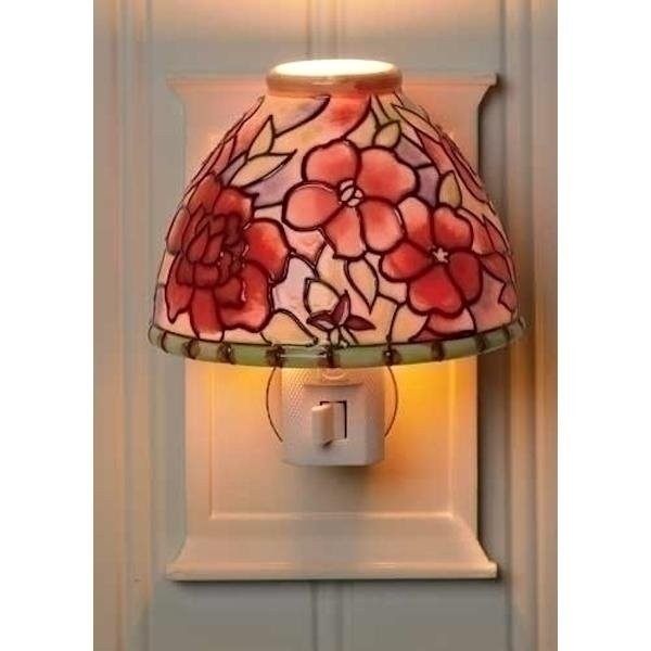 Of 2 camellia flower antique style lamp shade ceramic night