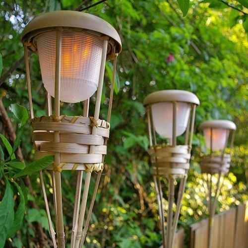 Tiki torch light bamboo flickering led battery operated luau