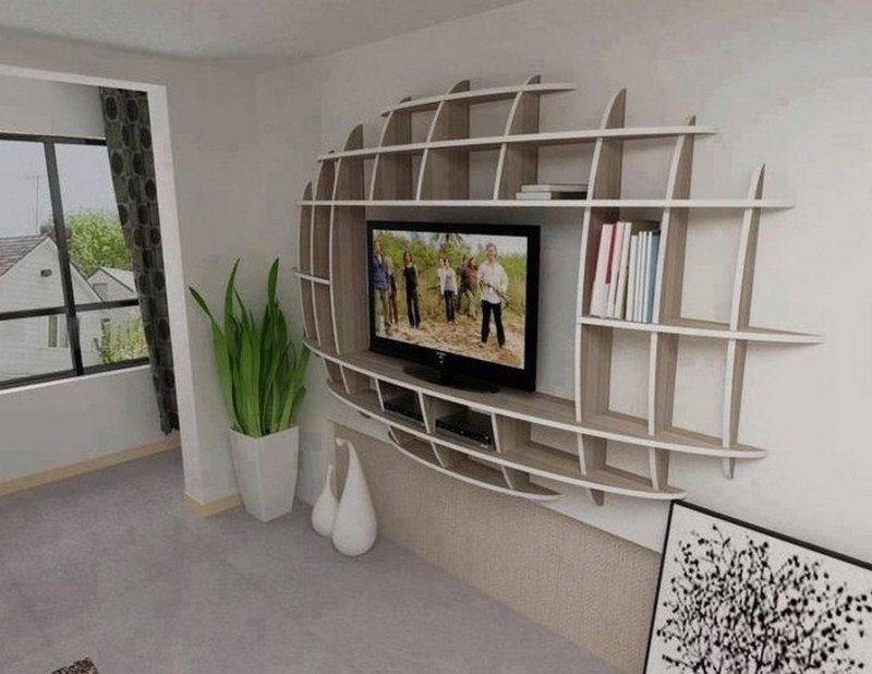 Tv cabinet for wall mounted flat screen