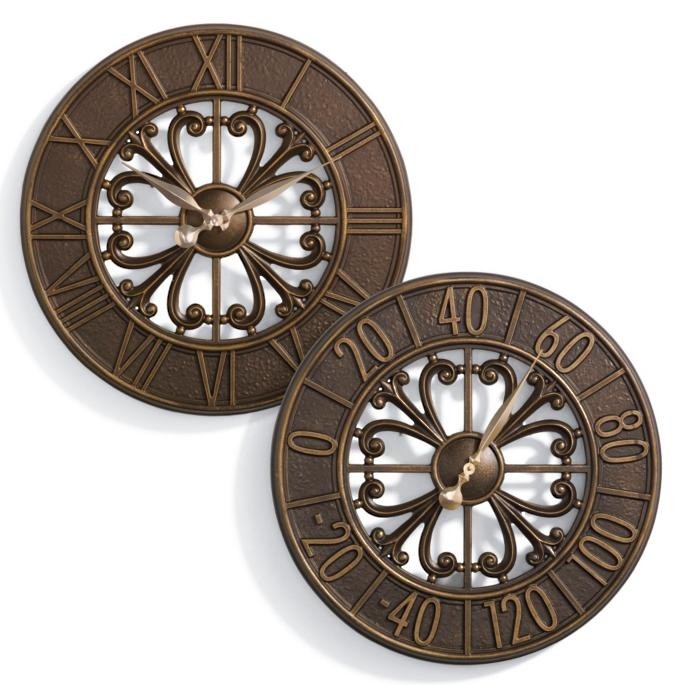 Villanova outdoor clock and thermometer set traditional outdoor decor