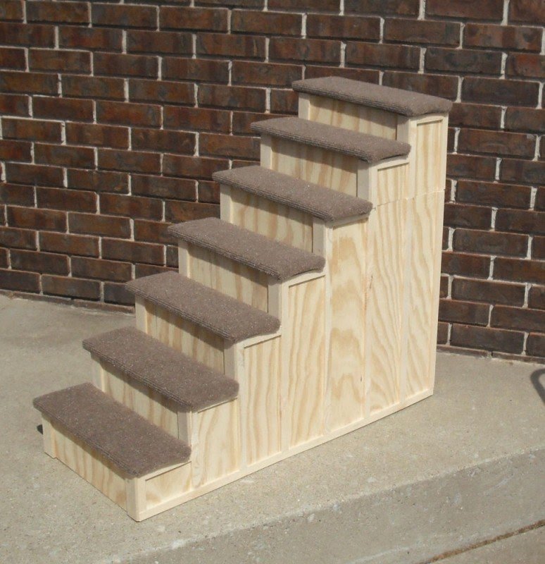 30 X 36 Inch Wood Pet 7 Steps Tall Bed Step Stain Choice Any Size Dog Or Cat