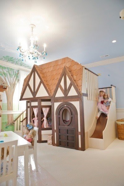 Girls playhouse with slide family room