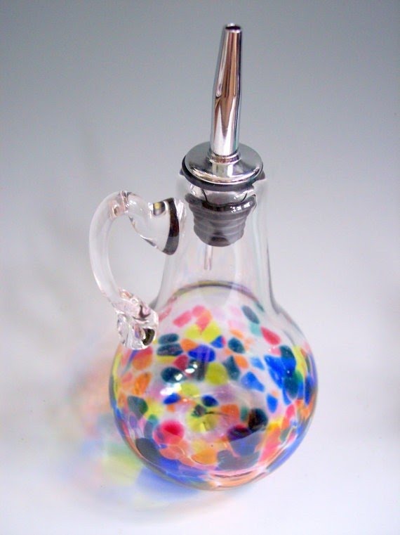 Lovely hand blown oil and vinegar cruet