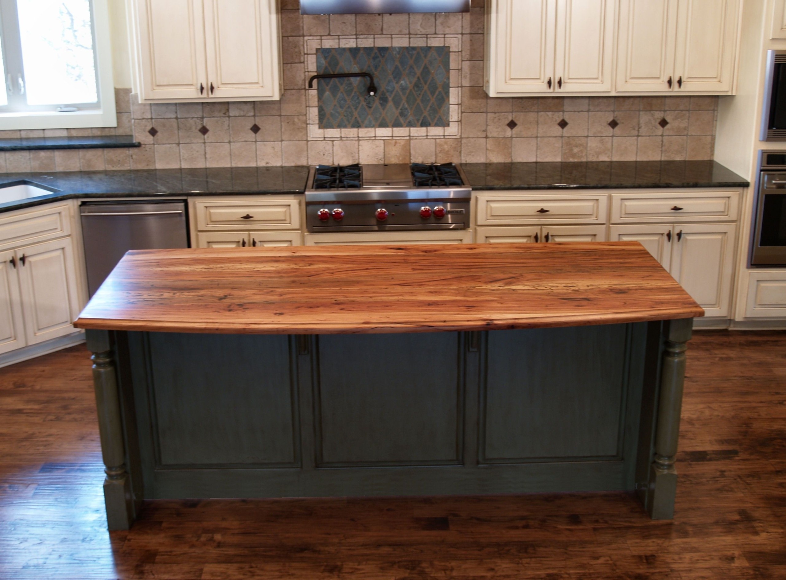 Spalted pecan face grain island top