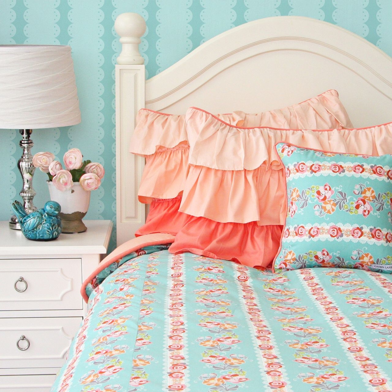 Coral and navy room