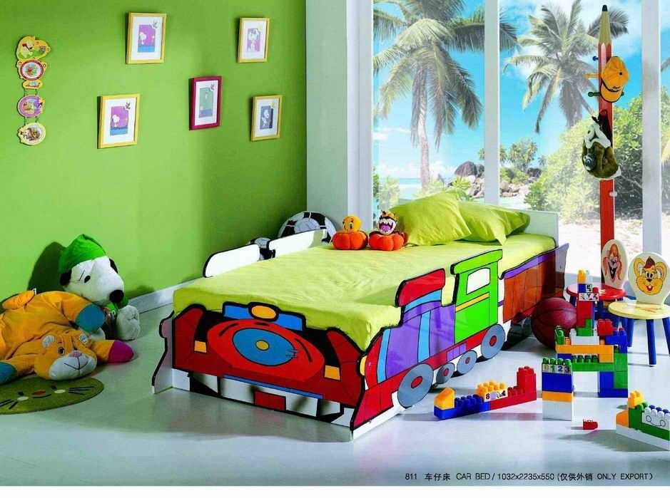 Details about kids single train theme car bed racing childs