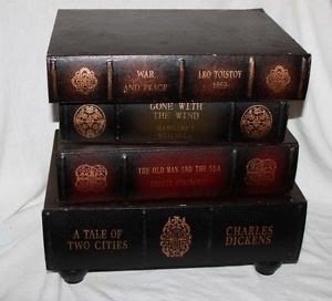 Details about stack of books side end lamp table 4