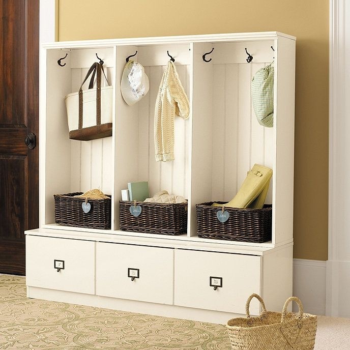 Entryway hall tree with storage bench