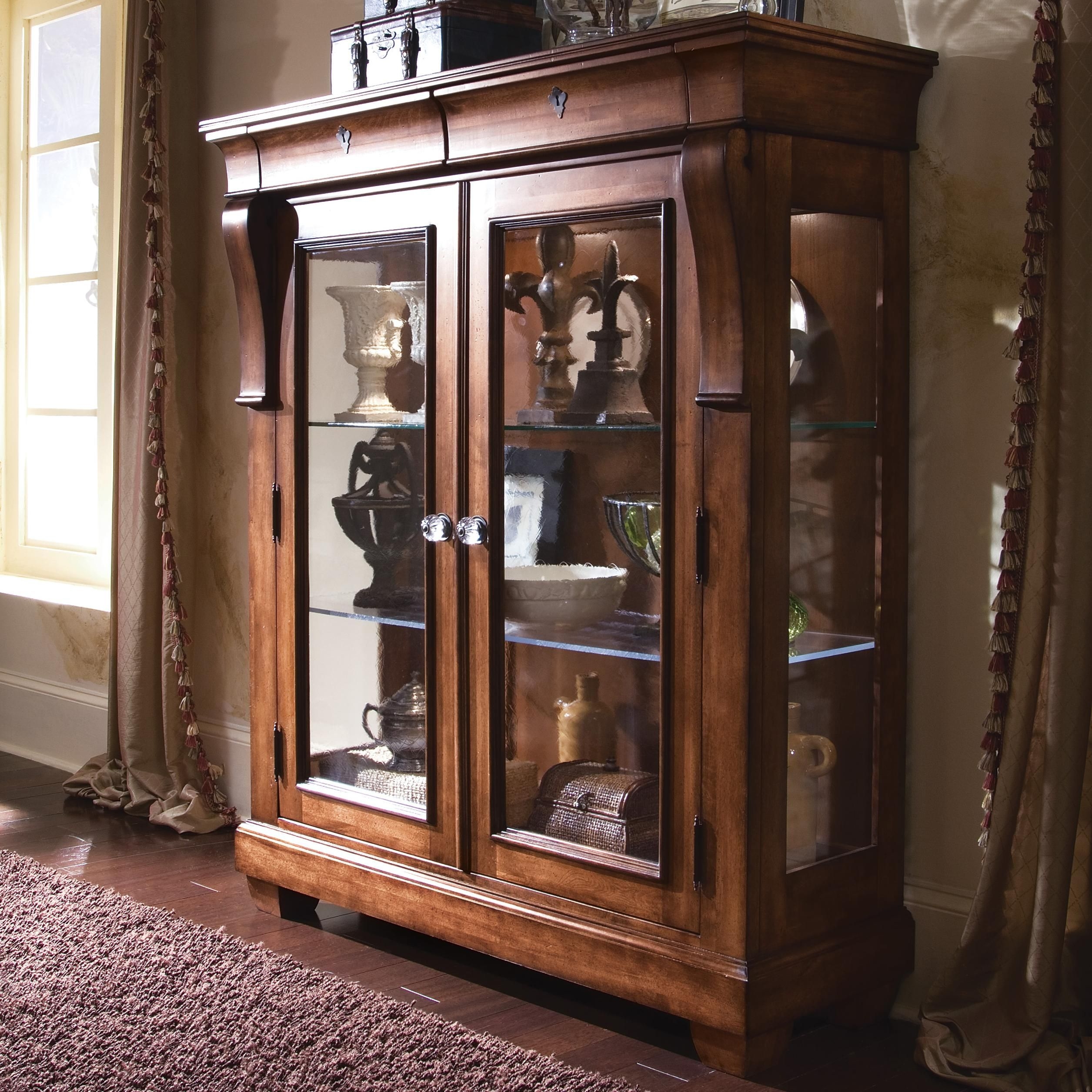 Tuscano curio glass door display cabinet