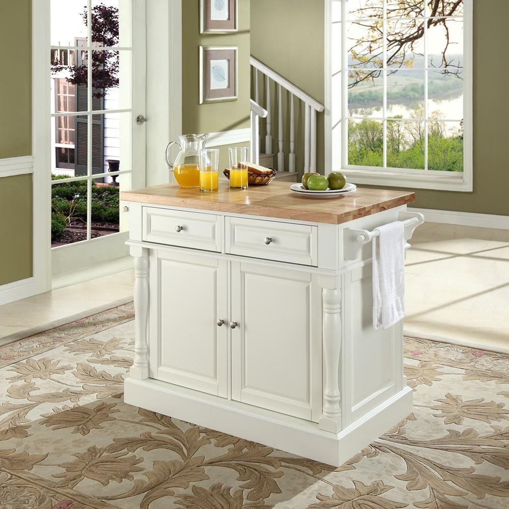 Kitchen island base and light brown butcher block top kitchen