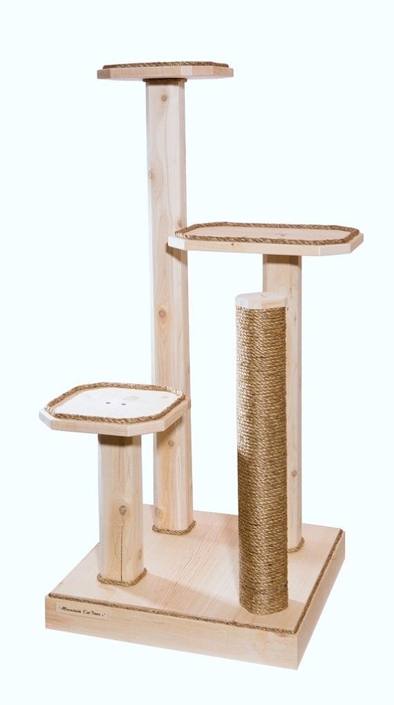 Natural wood cat trees give your cat her own solid