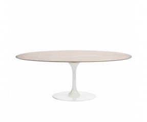 Brown barbell oval dining table wood walnut veneer top white