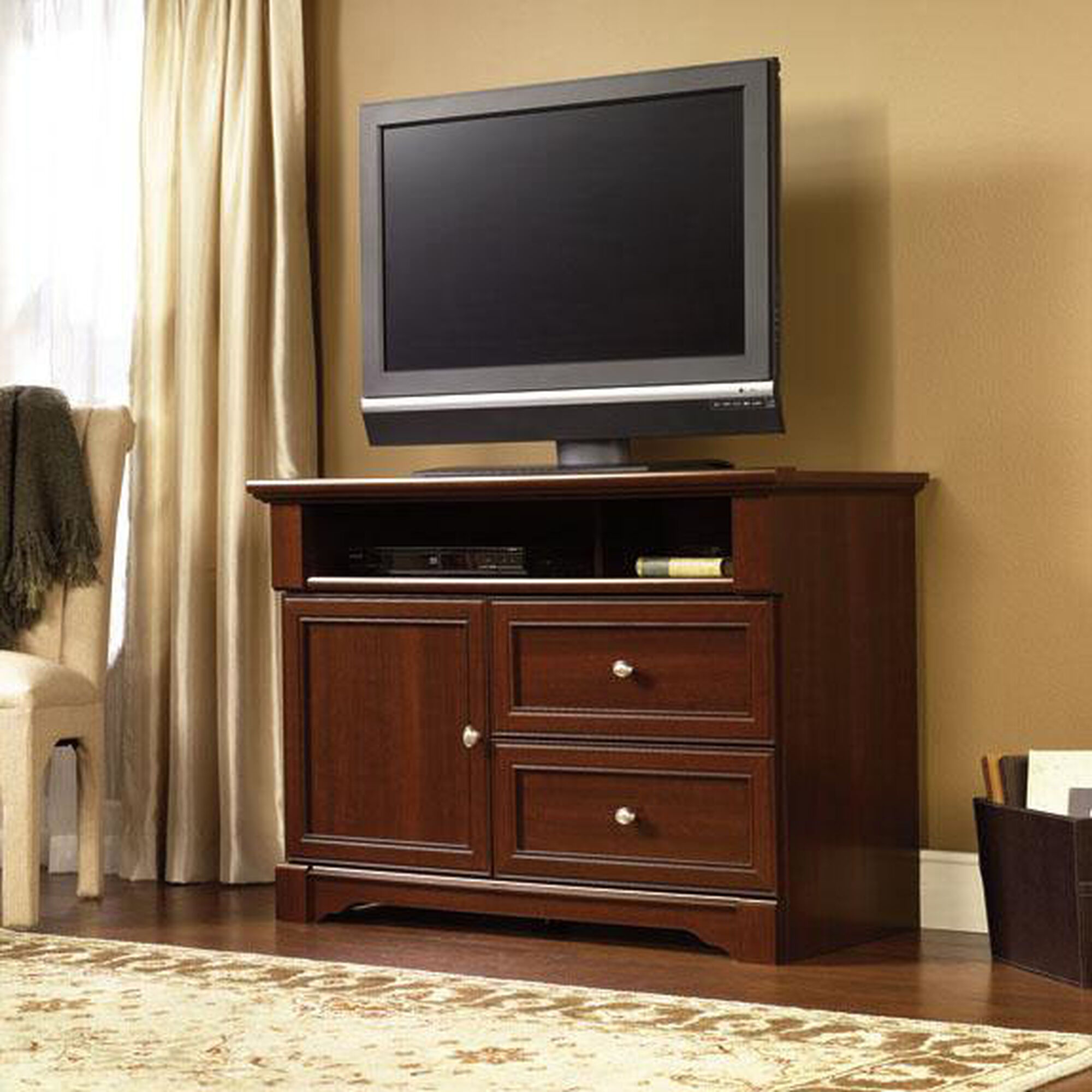 Sauder palladia highboy tv stand select in cherry finish 385871