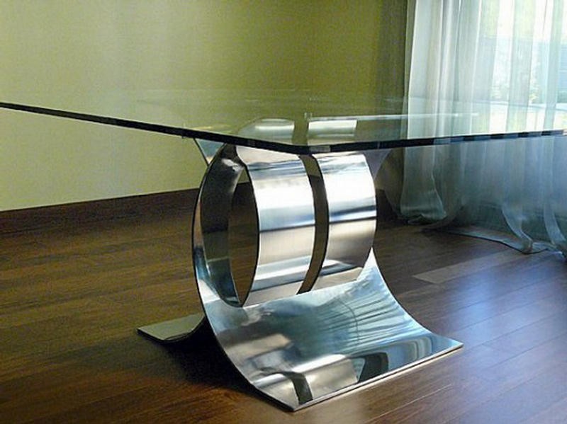 55 glass top dining tables with original bases 17