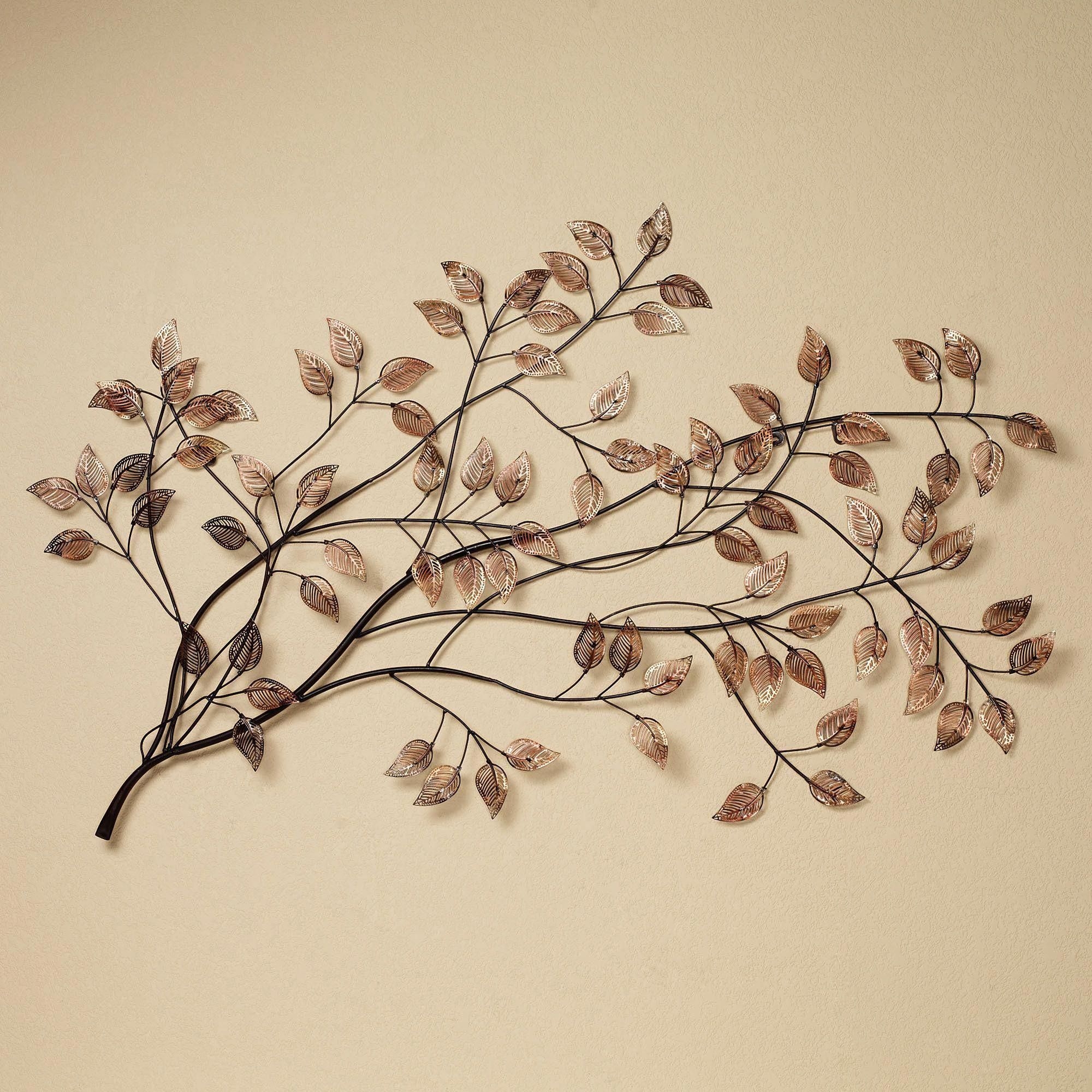 Branches at sunrise leaf metal wall sculpture