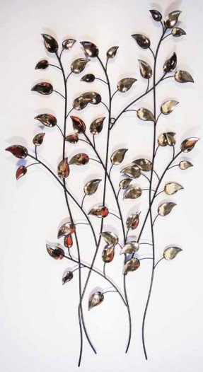 Metal wall art autumn jewel leaves bunch
