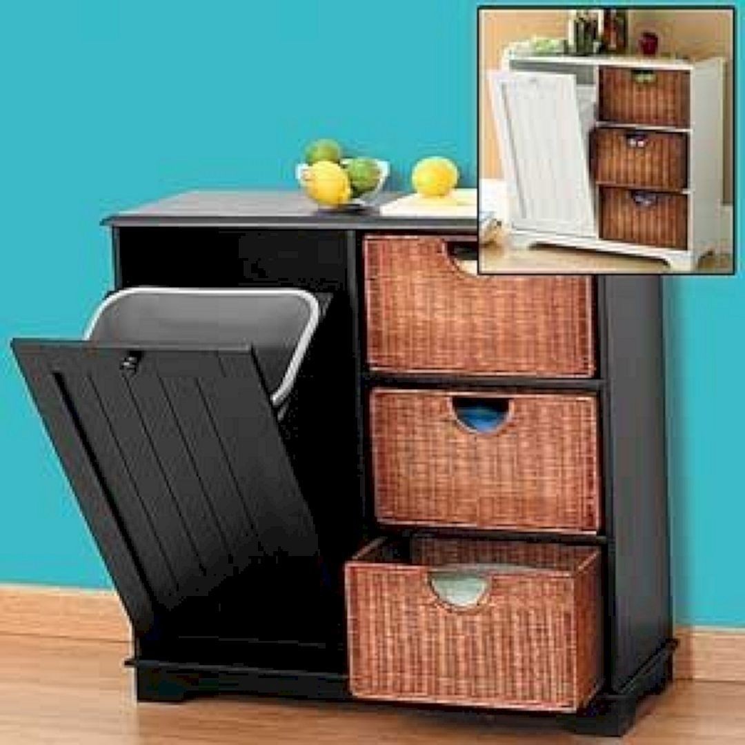 Trash bin pantry white from