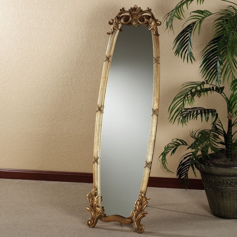 Home acanthus cheval mirror antique gold