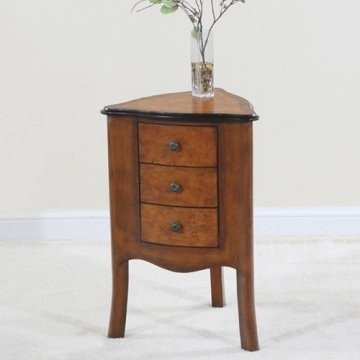 Preswick corner triangle table with drawers