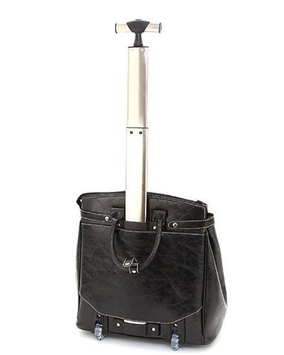 Leather stud accent rolling carryall brief case laptop bag photo