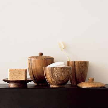 Wood bath accessories