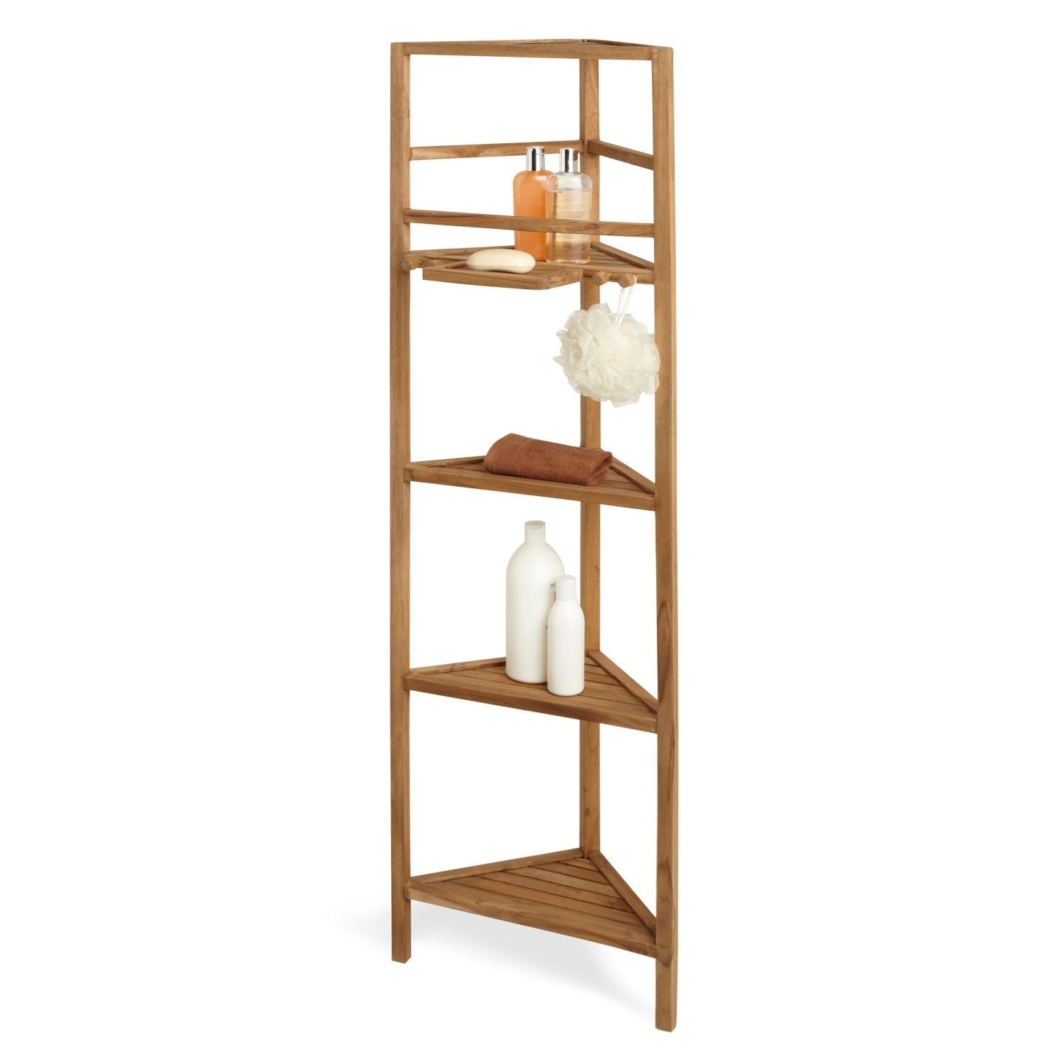 Bamboo corner shower caddy