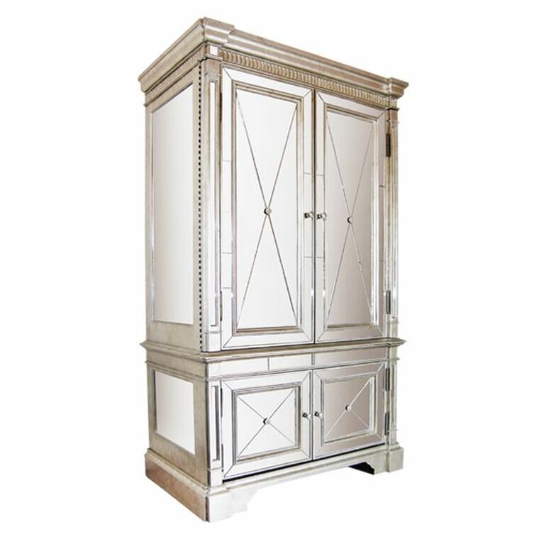 Mirrored antique style robe mirror armoire
