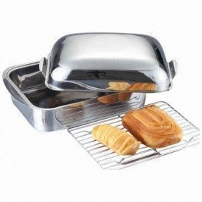 Stainless steel roasting pan with a rack 0 7mm thickness