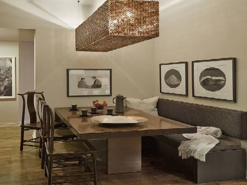 Dining room table with bench and back