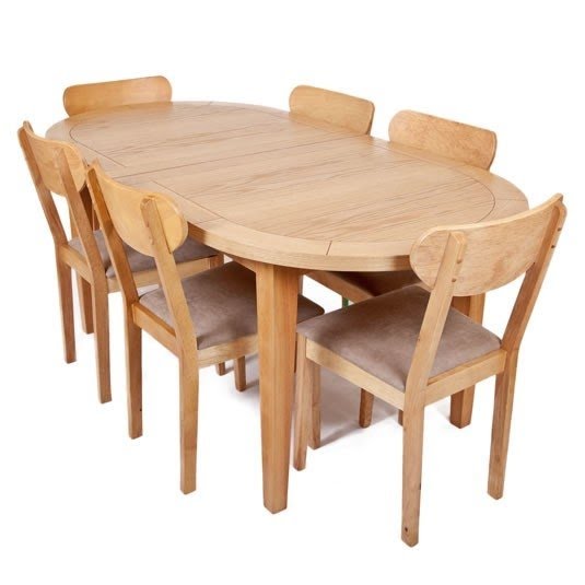 Home marcel 180 230cm extending oval dining table with 6