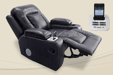 Italian leather recliner armchair withspeakers for 499 from simply 1