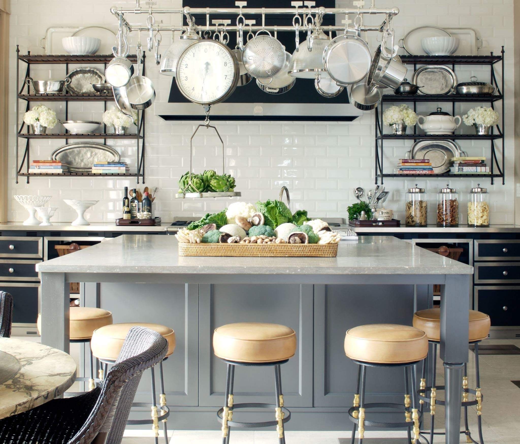 Kitchen island pot rack