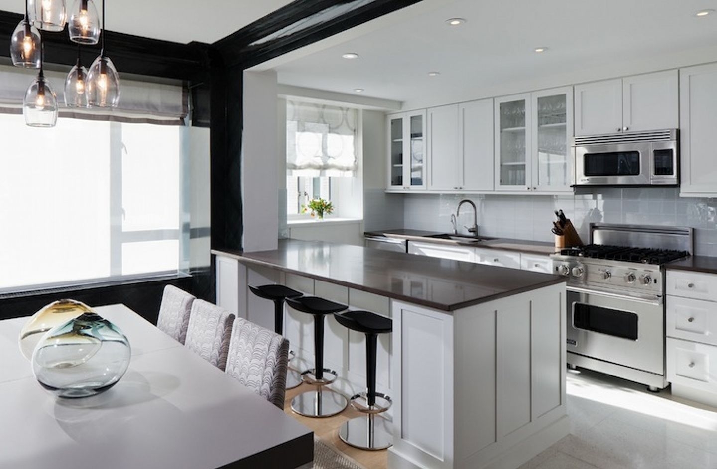 Kitchens black contemporary bar stools white kitchen cabinets