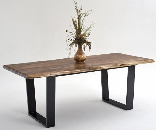 Rustic wood and metal dining table 1