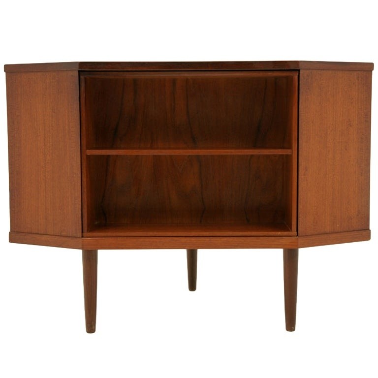 Teak corner bar cabinet stand tall legs