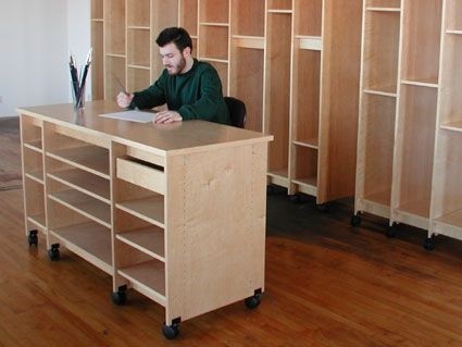 Art storage furniture desk and work tables have art storage