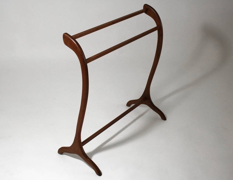 Danish modern teak quilt holder or blanket rack image 5