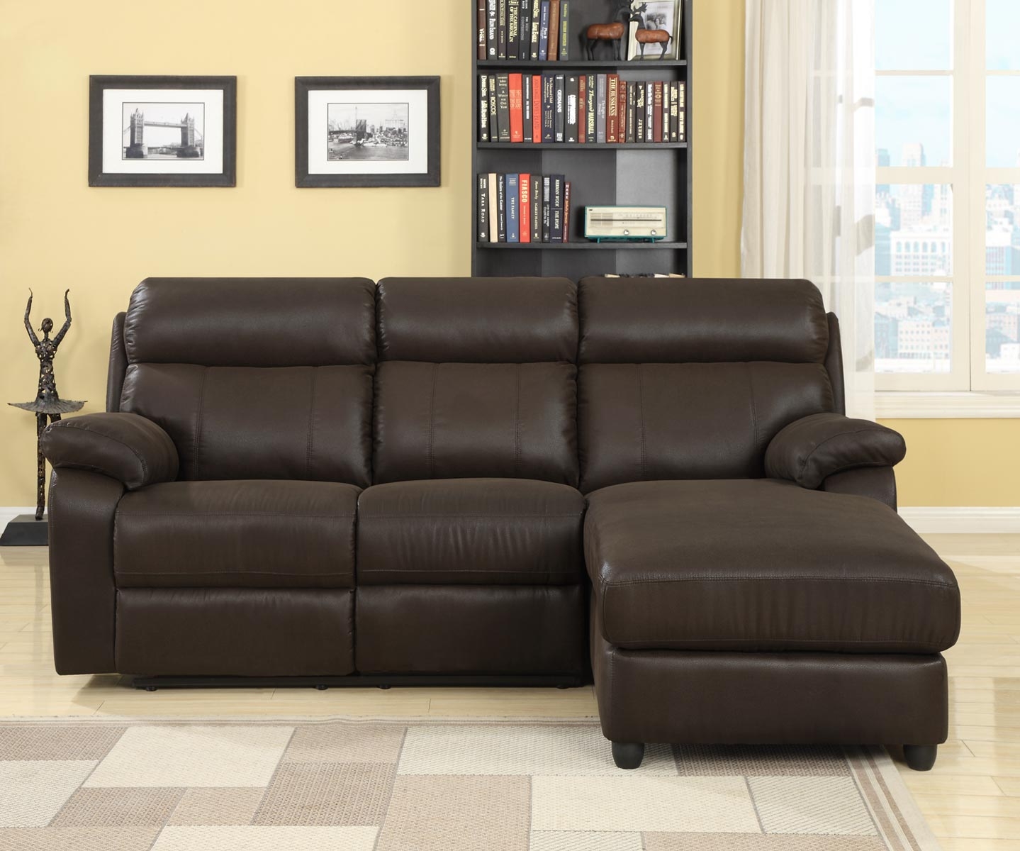 Small recliner sectional gaines collection by homelegance dark brown