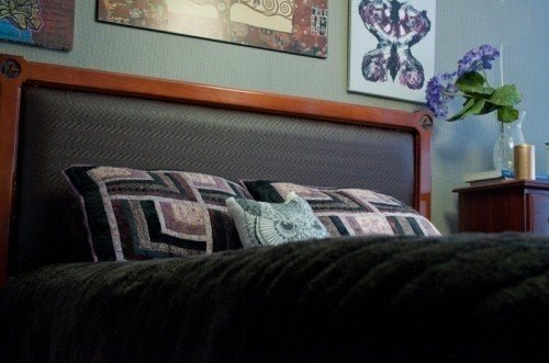 Creative wood and leather headboard via createliveblog