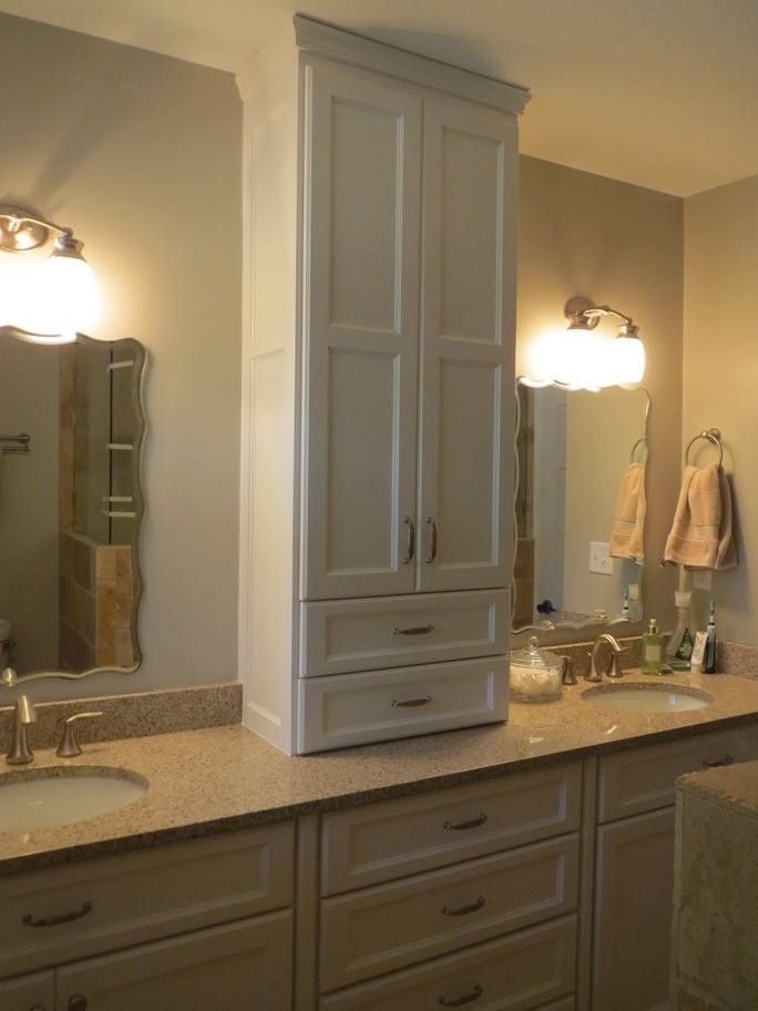 Custom master bath tower cabinet