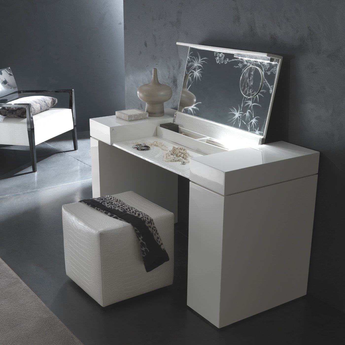 Dressing vanity table makeup writing desk with flip mirror and