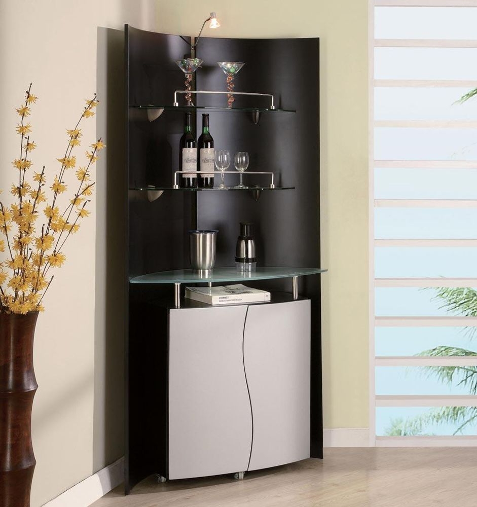 Half round shape bar cabinet with glass shelves